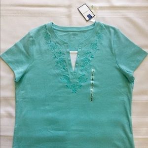 Embroidered Short Sleeves Tees Top